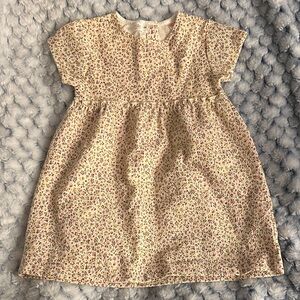 Zara Cream Floral Short-Sleeve Cotton Dress